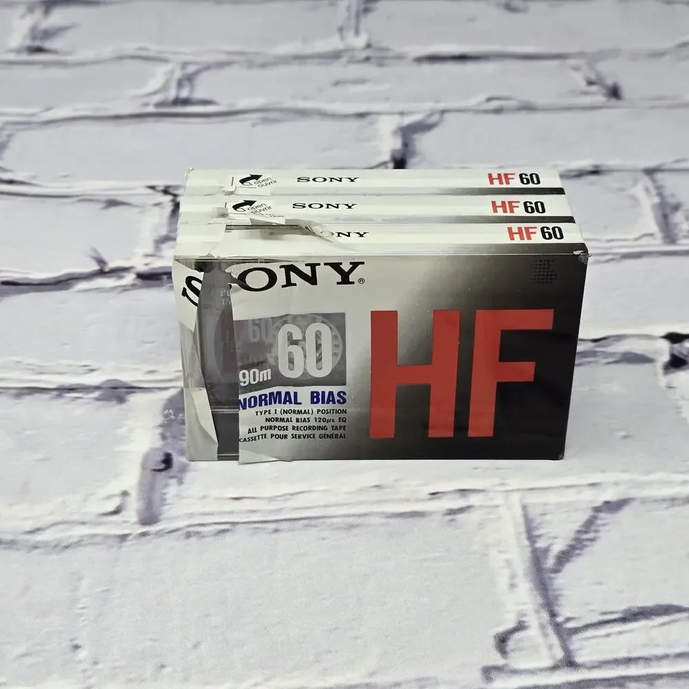 Lot Of 3 Sony HF Type I Normal Bias Blank Cassette Tapes 60 min - NEW